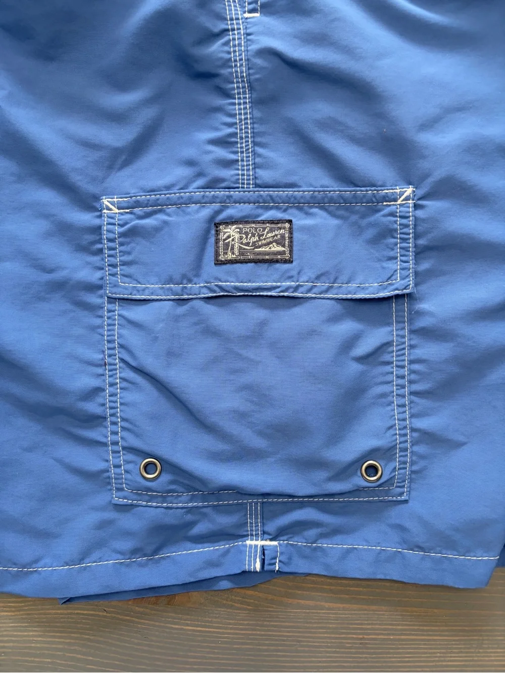 Polo by Ralph Lauren Navy Swim Trunks with Yellow Logo